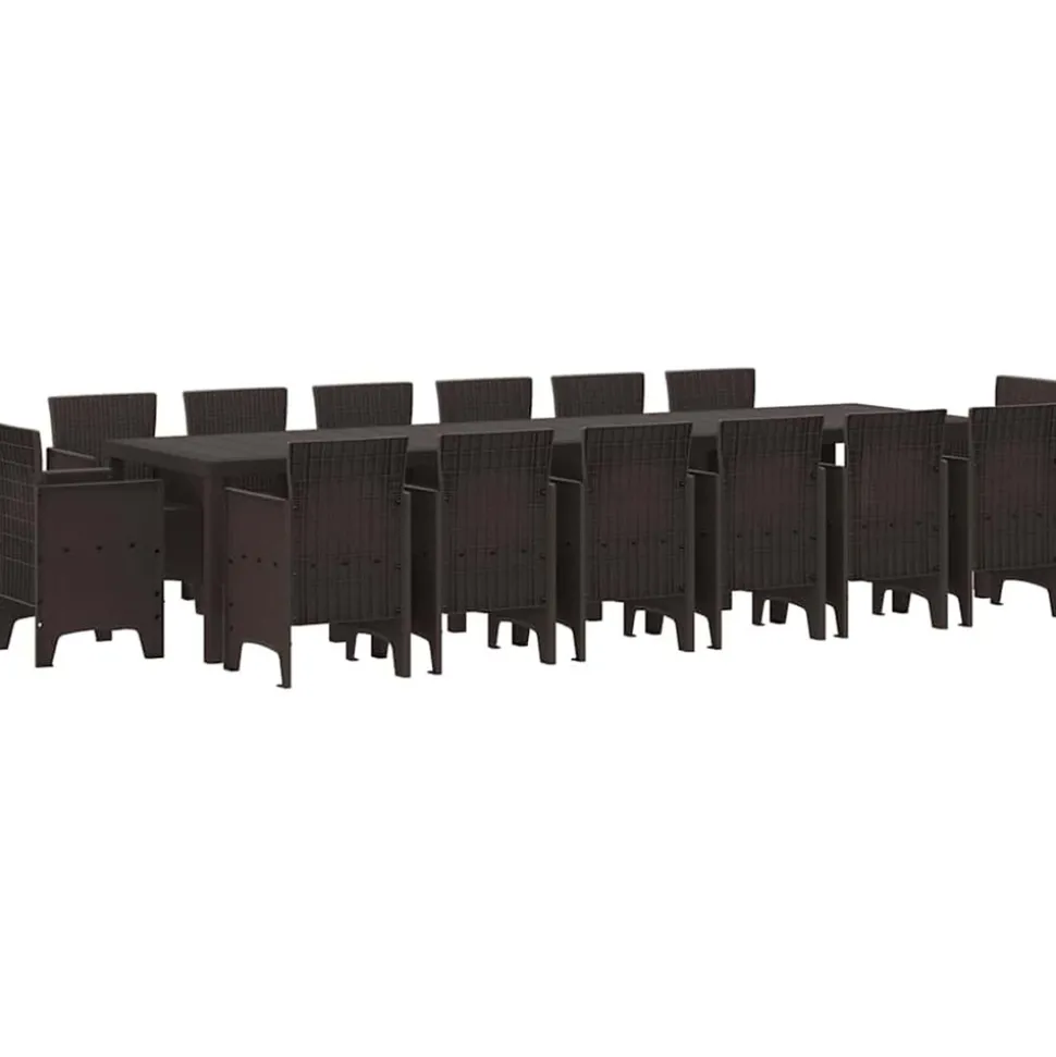 VIDAXL - Ensemble de salle à manger pour jardin 15 pcs marron