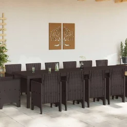 VIDAXL - Ensemble de salle à manger pour jardin 15 pcs marron