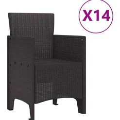 VIDAXL - Ensemble de salle à manger pour jardin 15 pcs marron