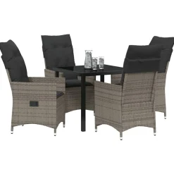 VIDAXL - Ensemble de salle à manger pour jardin 5 pcs gris poly rotin