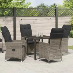VIDAXL - Ensemble de salle à manger pour jardin 5 pcs gris poly rotin