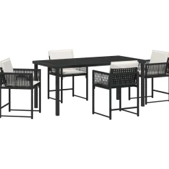 VIDAXL - Ensemble de salle à manger pour jardin 5 pcs noir polyrotin