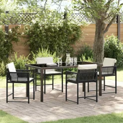 VIDAXL - Ensemble de salle à manger pour jardin 5 pcs noir polyrotin