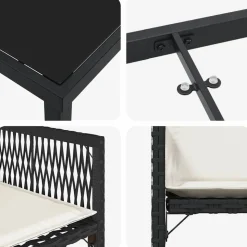 VIDAXL - Ensemble de salle à manger pour jardin 5 pcs noir polyrotin