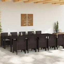 VIDAXL - Ensemble de salle à manger pour jardin avec coussin 11 pcs