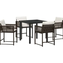 VIDAXL - Ensemble de salle à manger pour jardin 5 pcs marron polyrotin