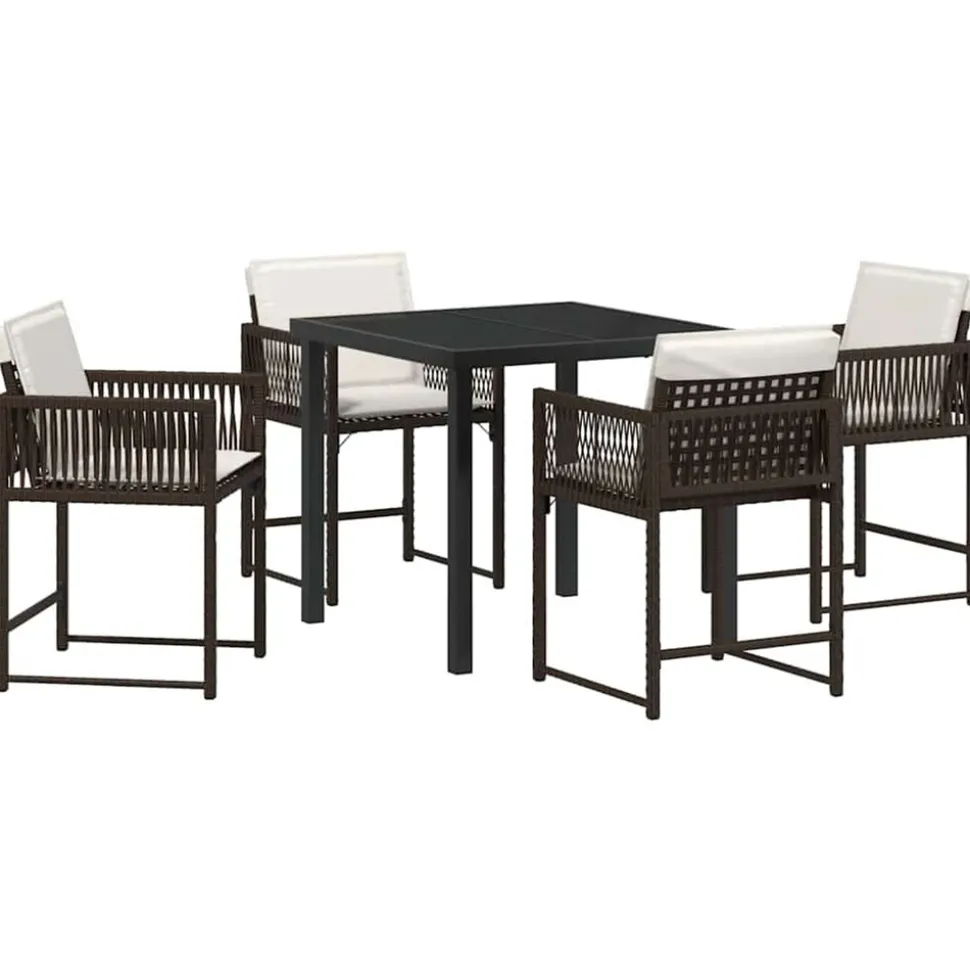 VIDAXL - Ensemble de salle à manger pour jardin 5 pcs marron polyrotin