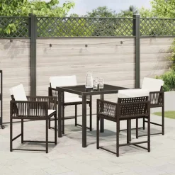 VIDAXL - Ensemble de salle à manger pour jardin 5 pcs marron polyrotin
