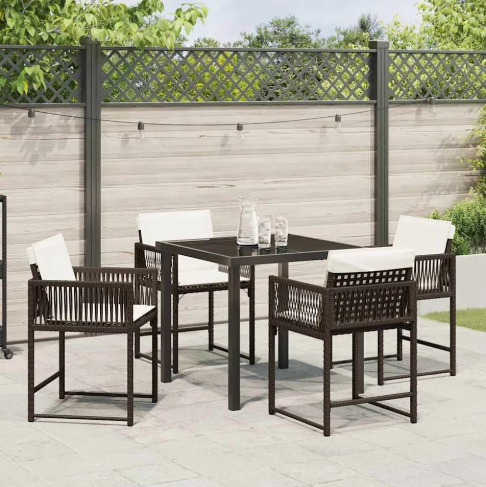 VIDAXL - Ensemble de salle à manger pour jardin 5 pcs marron polyrotin