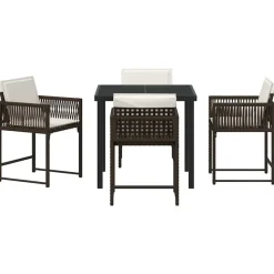 VIDAXL - Ensemble de salle à manger pour jardin 5 pcs marron polyrotin