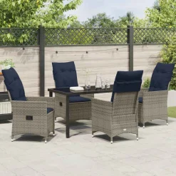 VIDAXL - Ensemble de salle à manger pour jardin 5 pcs gris polyrotin