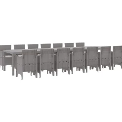 VIDAXL - Ensemble de salle à manger pour jardin 15 pcs gris clair