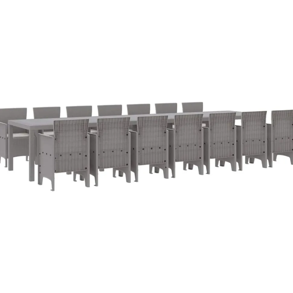 VIDAXL - Ensemble de salle à manger pour jardin 15 pcs gris clair