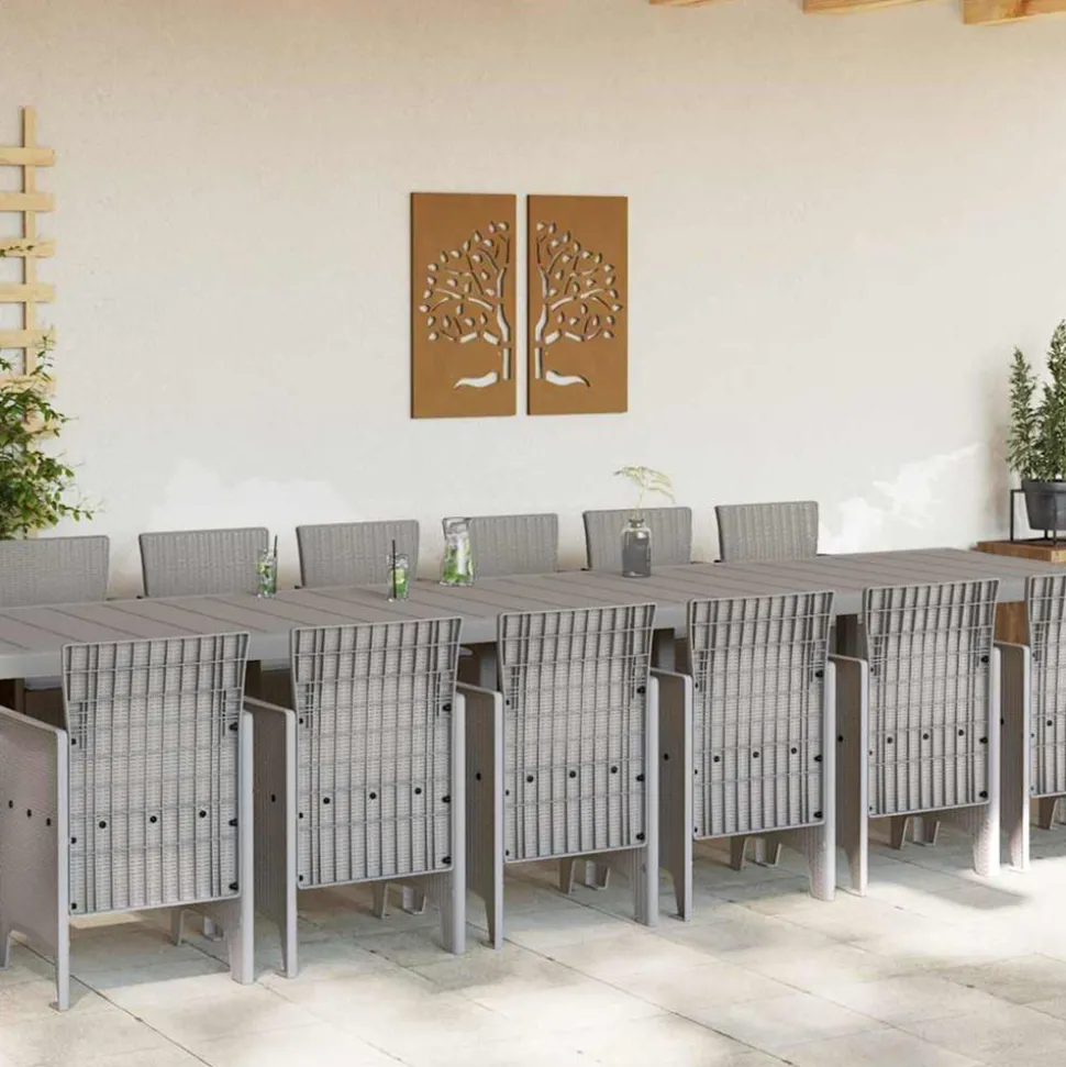 VIDAXL - Ensemble de salle à manger pour jardin 15 pcs gris clair