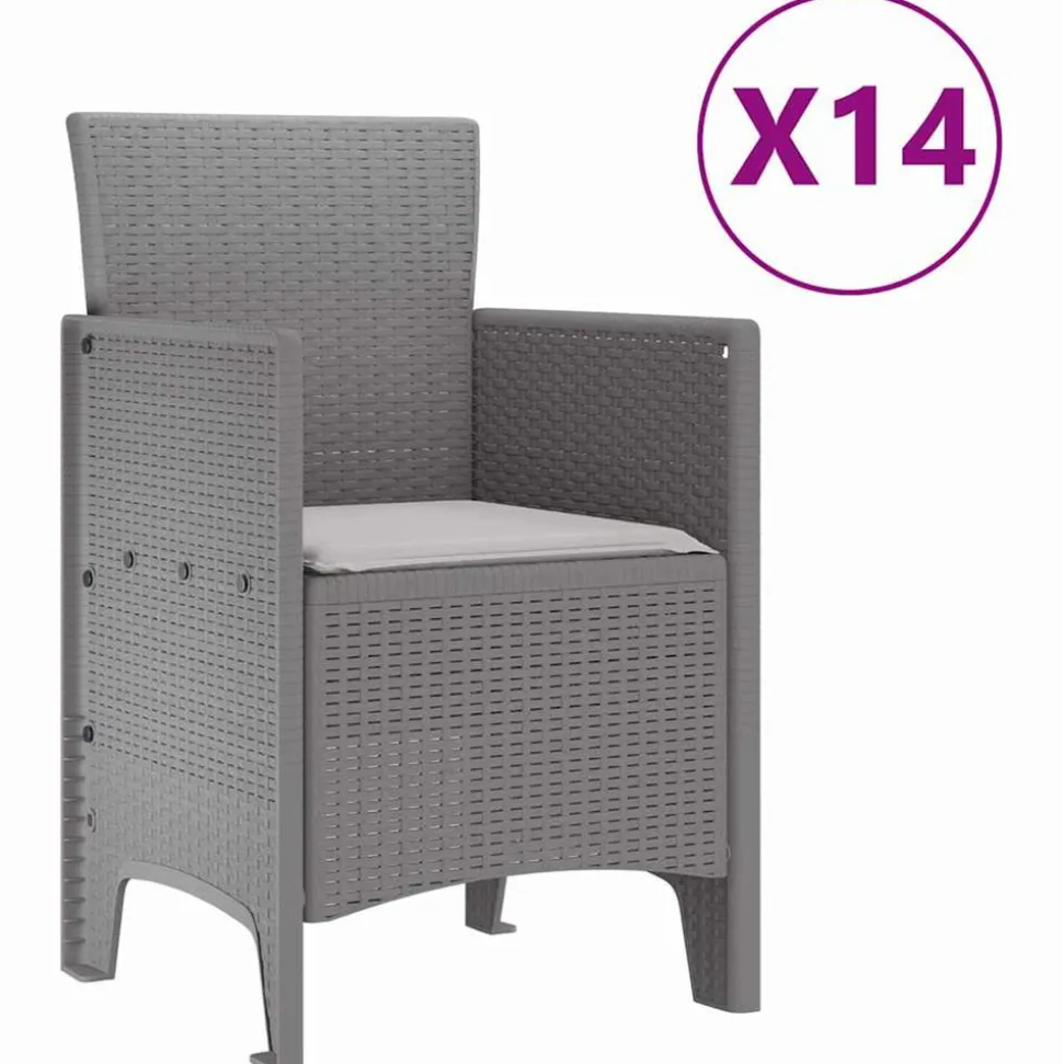 VIDAXL - Ensemble de salle à manger pour jardin 15 pcs gris clair