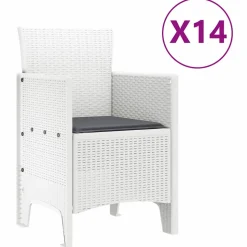 VIDAXL - Ensemble de salle à manger pour jardin 15 pcs blanc rattan polt