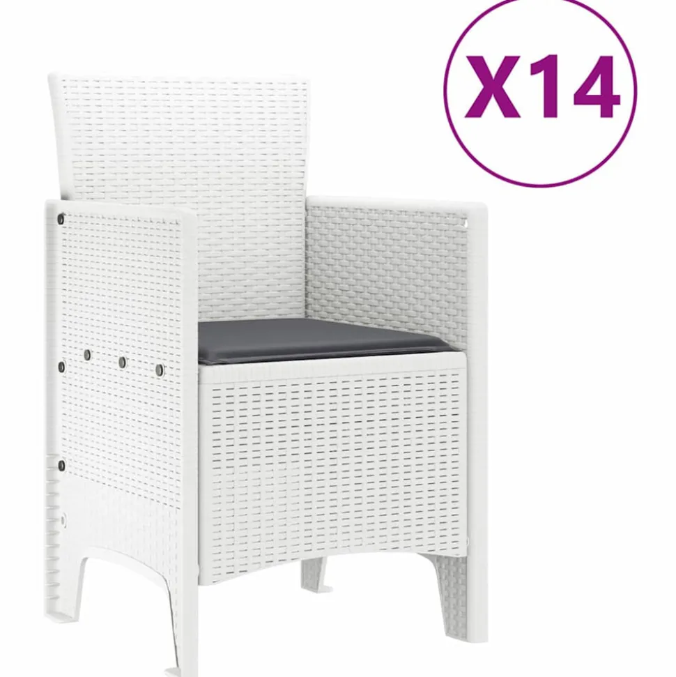 VIDAXL - Ensemble de salle à manger pour jardin 15 pcs blanc rattan polt