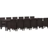 VIDAXL - Ensemble de salle à manger pour jardin 13 pcs marron