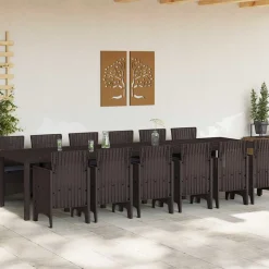 VIDAXL - Ensemble de salle à manger pour jardin 13 pcs marron