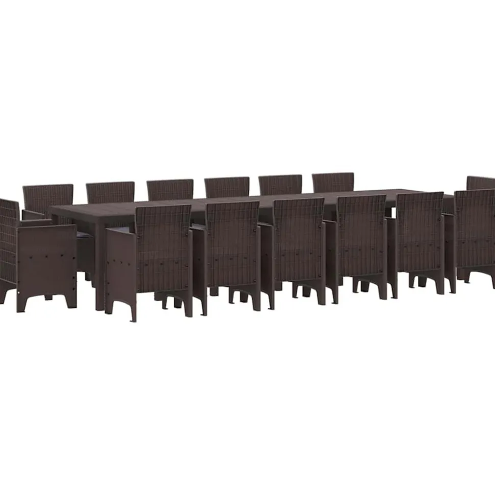 VIDAXL - Ensemble de salle à manger pour jardin 15 pcs marron