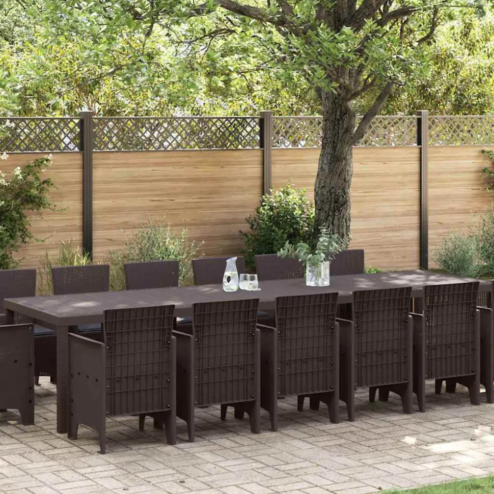 VIDAXL - Ensemble de salle à manger pour jardin 15 pcs marron