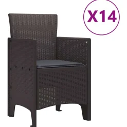 VIDAXL - Ensemble de salle à manger pour jardin 15 pcs marron
