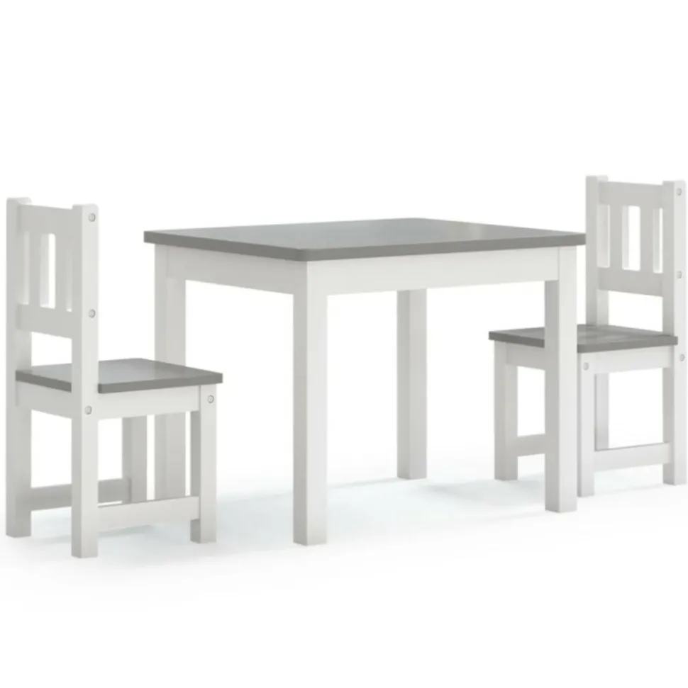 VIDAXL - Ensemble de table et chaises enfants 3 pcs blanc et gris mdf
