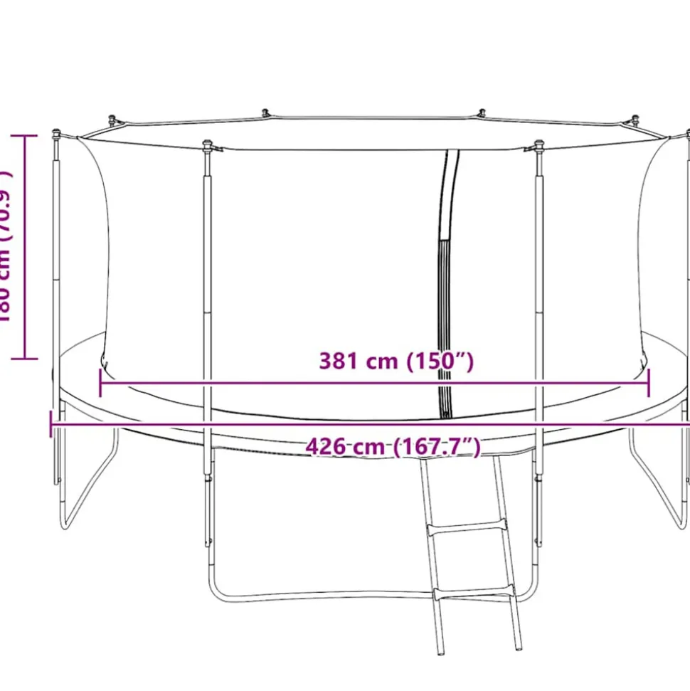 VIDAXL - Filet de sécurité pour trampoline rond de 4,26 m
