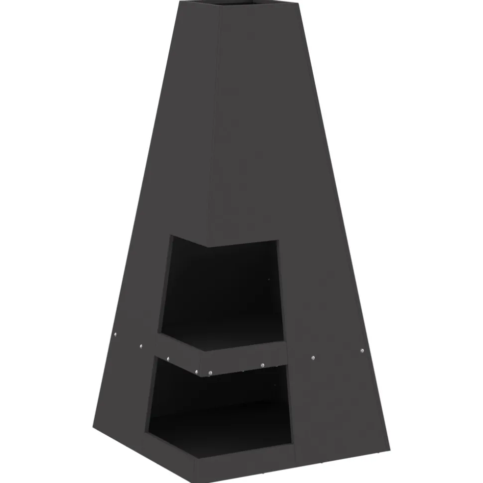VIDAXL - Foyer avec rangement pour bûches noir 50x50x100 cm acier