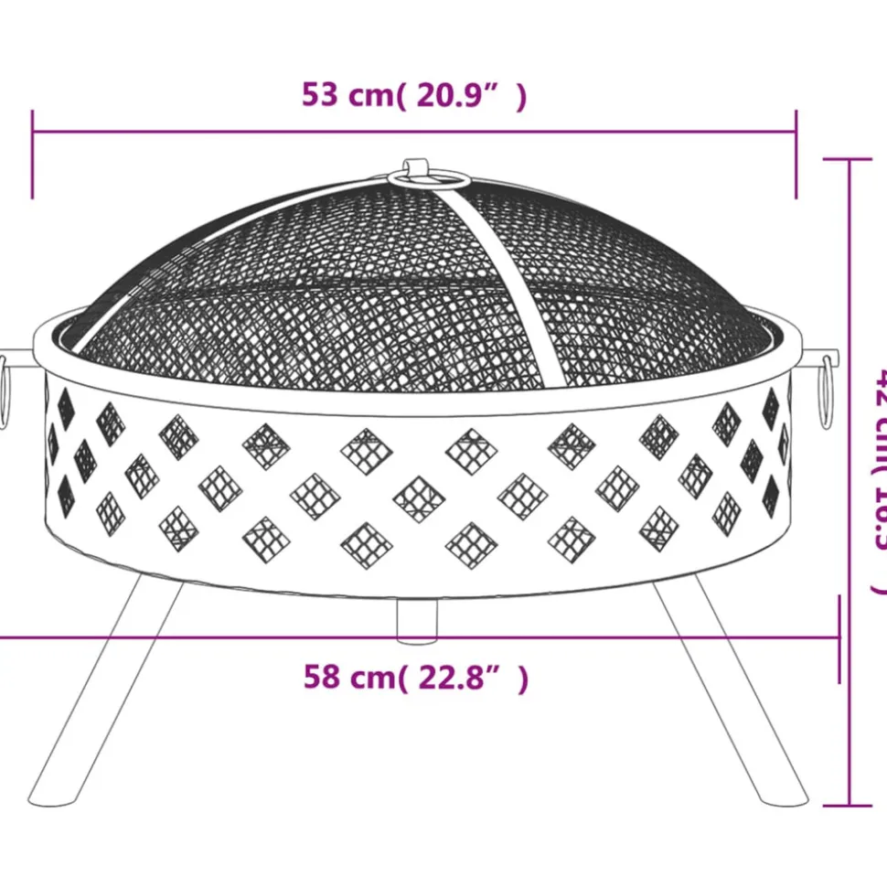 VIDAXL - Foyer avec tisonnier 58 cm xxl acier
