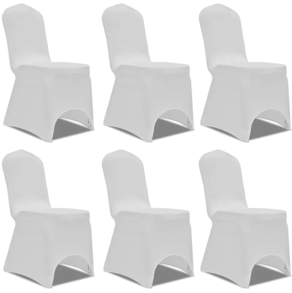 VIDAXL - Housse blanche extensible pour chaise 6 pièces