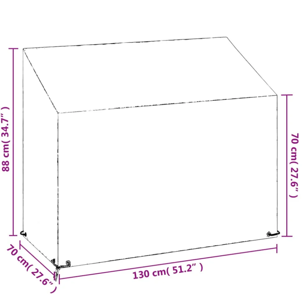 VIDAXL - Housse de banc de jardin 8 œillets 130x70x70/88 cm polyéthylène