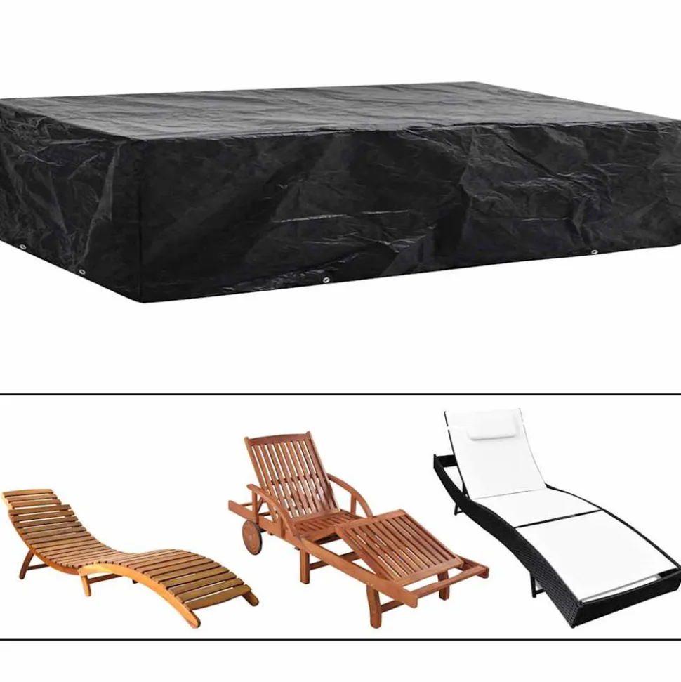 VIDAXL - Housse de chaise de jardin 8 œillets 218 x 77 x 55 cm