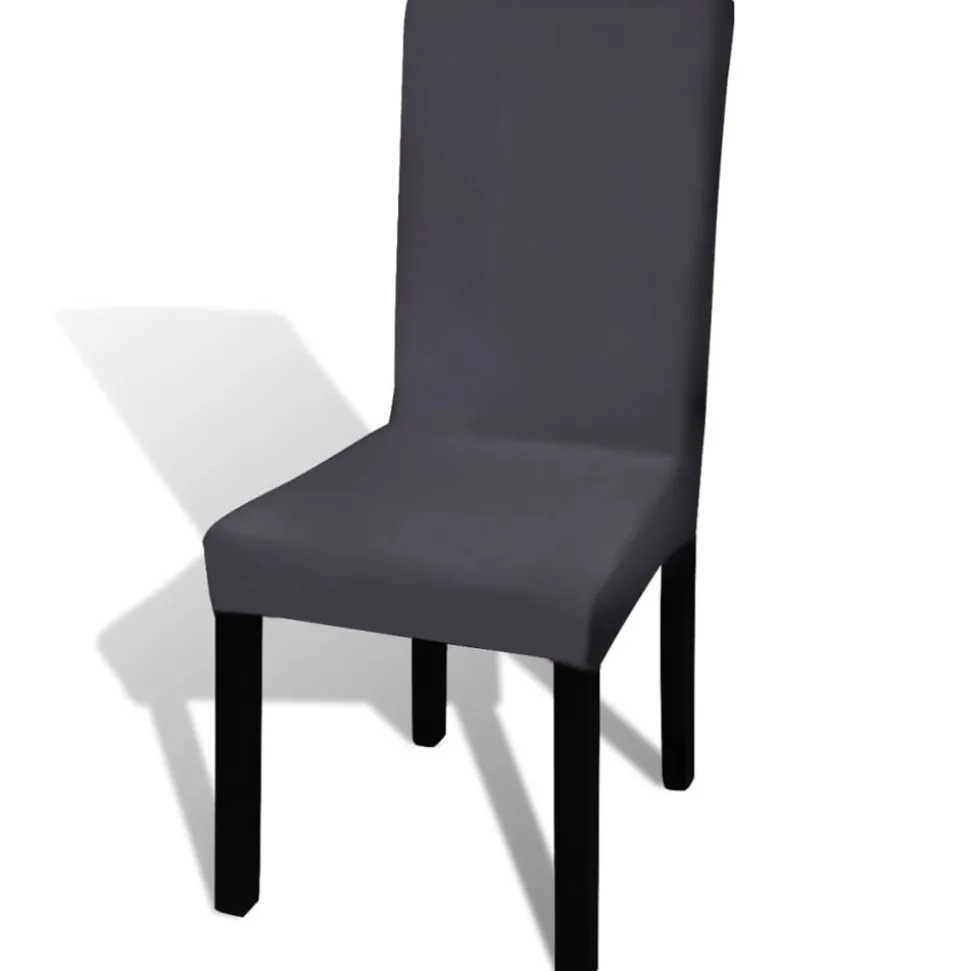 VIDAXL - Housse de chaise droite extensible 4 pcs anthracite
