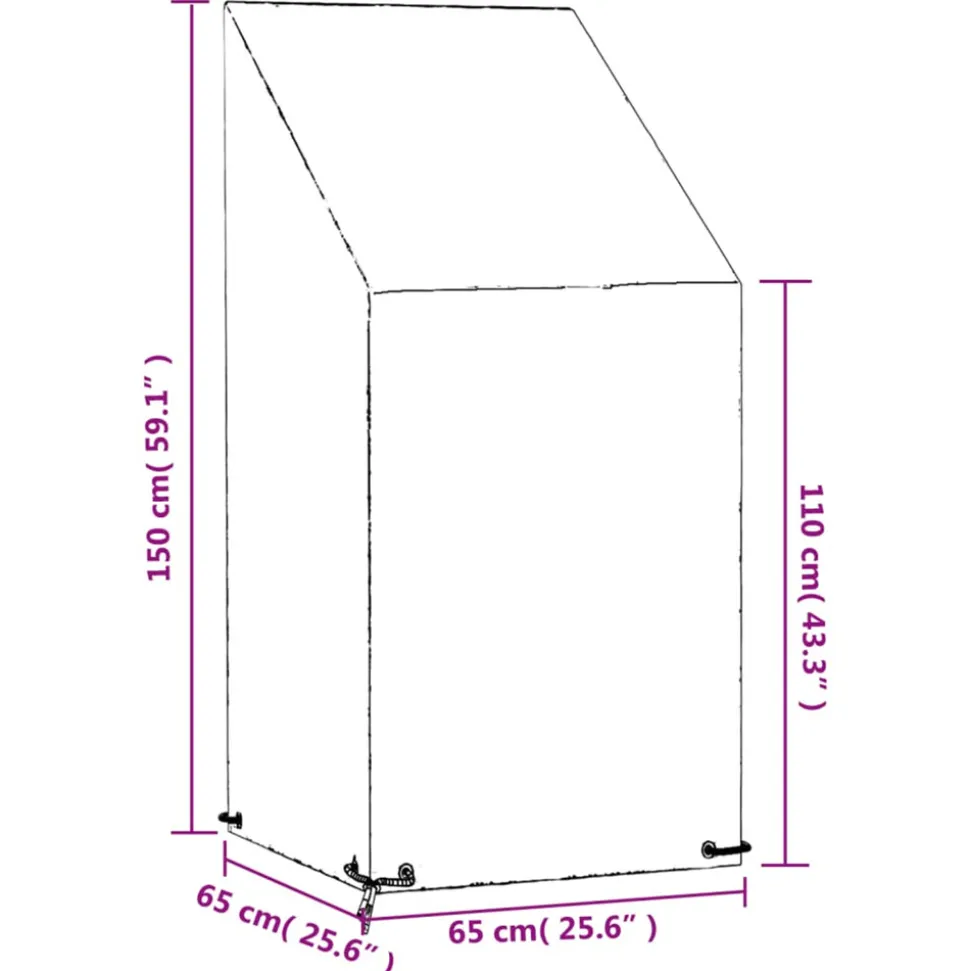 VIDAXL - Housse de chaise de jardin 8 œillets 65x65x110/150 cm pe