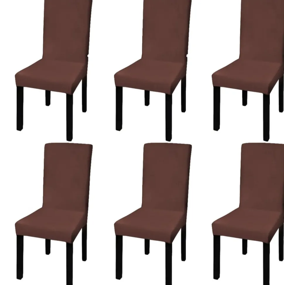 VIDAXL - Housse de chaise droite extensible 6 pcs marron