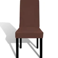 VIDAXL - Housse de chaise droite extensible 6 pcs marron