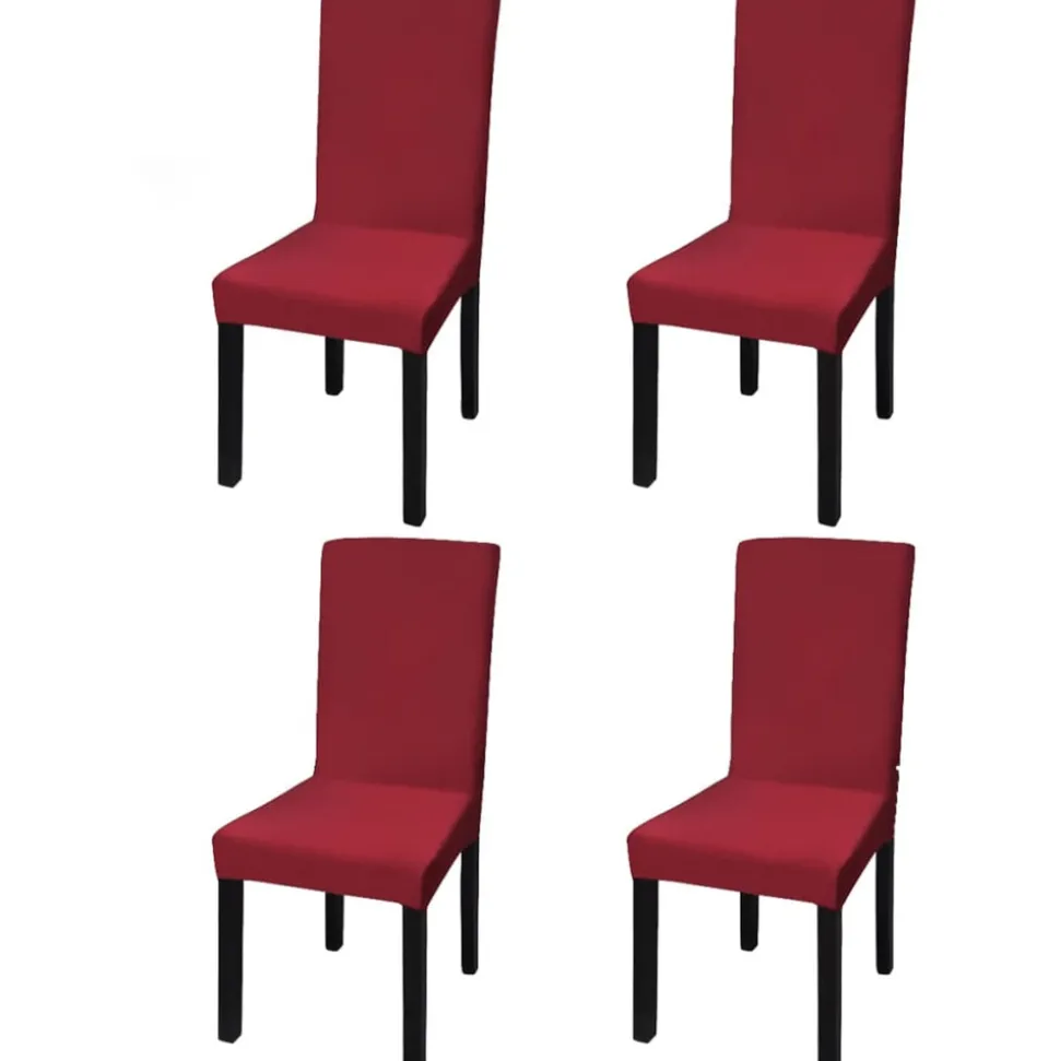 VIDAXL - Housse de chaise droite extensible 4 pcs bordeaux