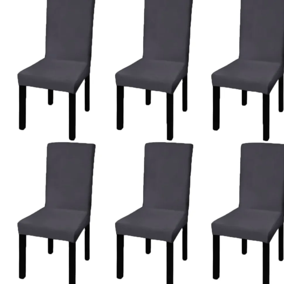 VIDAXL - Housse de chaise droite extensible 6 pcs anthracite