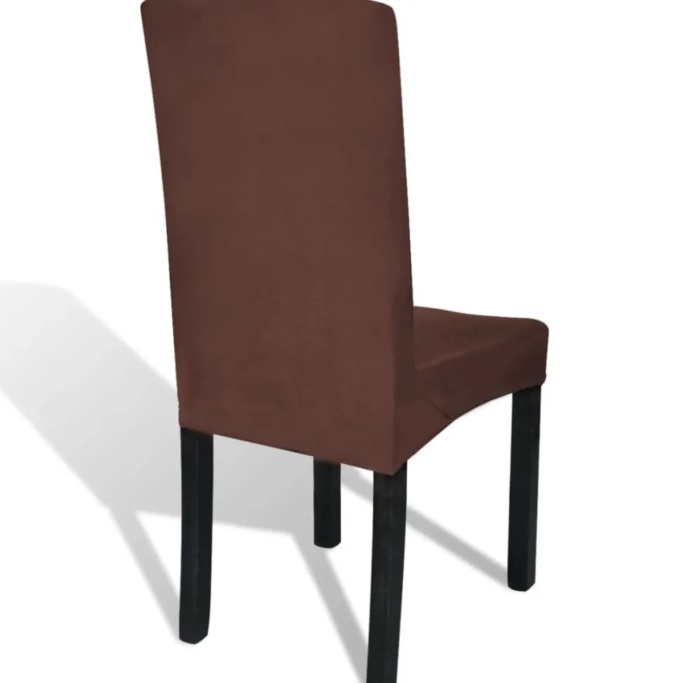 VIDAXL - Housse de chaise droite extensible 4 pcs marron