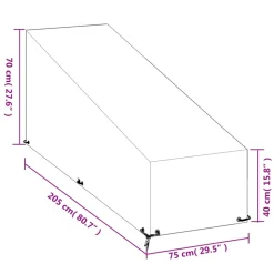 VIDAXL - Housse de chaise longue 12 œillets 205x75x40/70 cm polyéthylène
