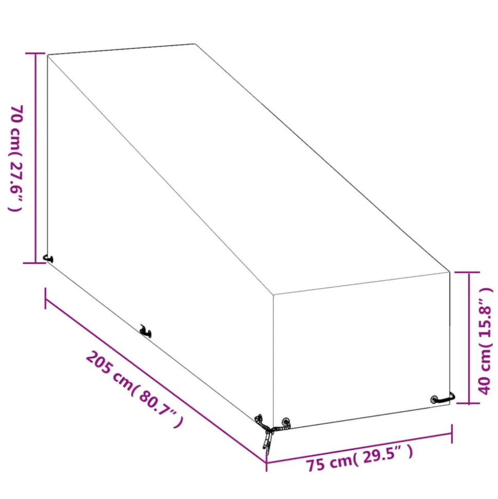 VIDAXL - Housse de chaise longue 12 œillets 205x75x40/70 cm polyéthylène