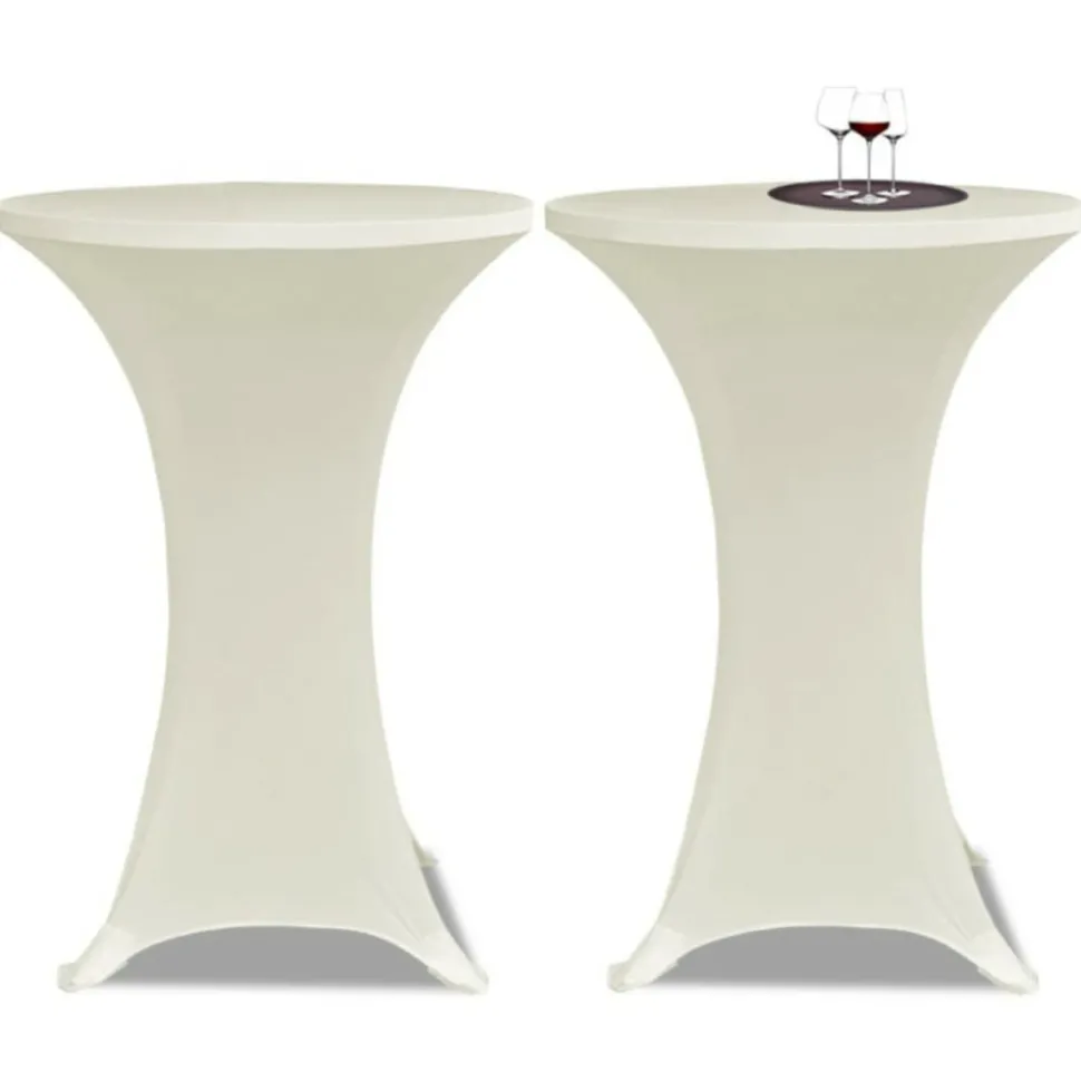 VIDAXL - Housse de table ø 60 cm crème extensible 2 pcs