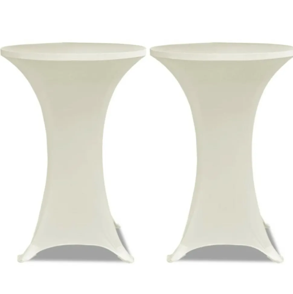 VIDAXL - Housse de table ø 60 cm crème extensible 2 pcs