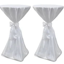 VIDAXL - Housse de table blanche avec ruban 70 cm 2 pièces