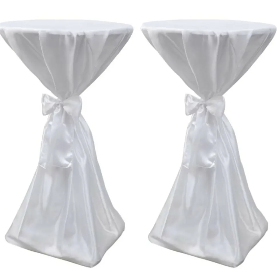 VIDAXL - Housse de table blanche avec ruban 70 cm 2 pièces