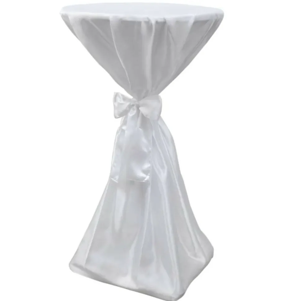 VIDAXL - Housse de table blanche avec ruban 70 cm 2 pièces