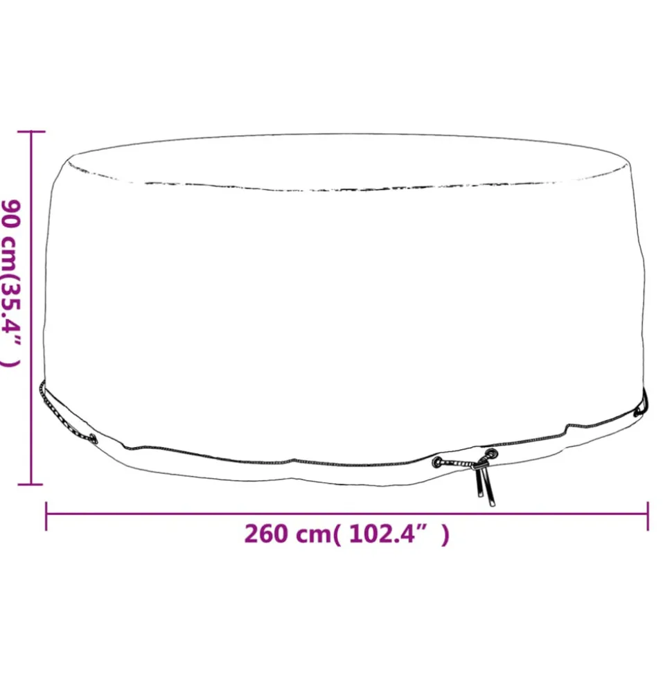 VIDAXL - Housse pour meubles de jardin 10 œillets ø260x90 cm rond