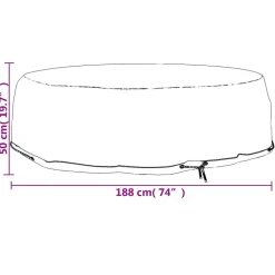 VIDAXL - Housse pour salon îlot 8 œillets ø188x50 cm rond