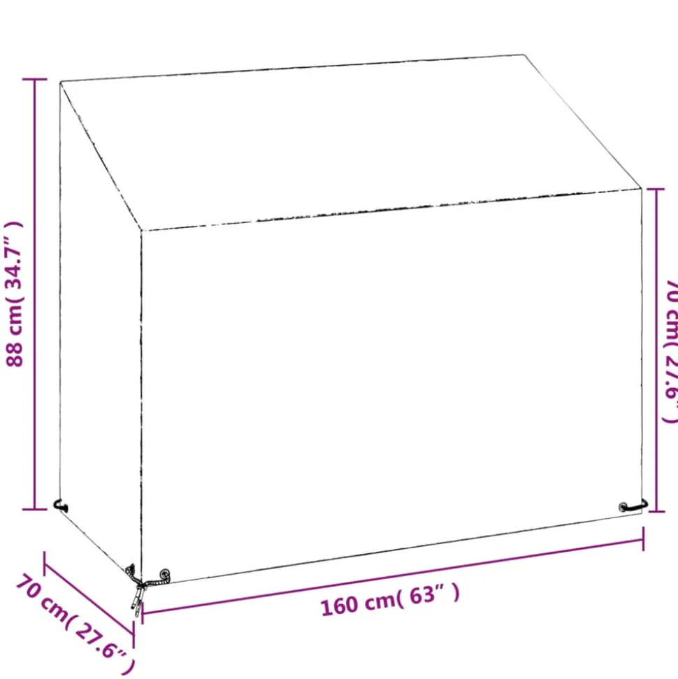 VIDAXL - Housses de banc de jardin 2 pcs 8 œillets 160x70x70/88 cm pe
